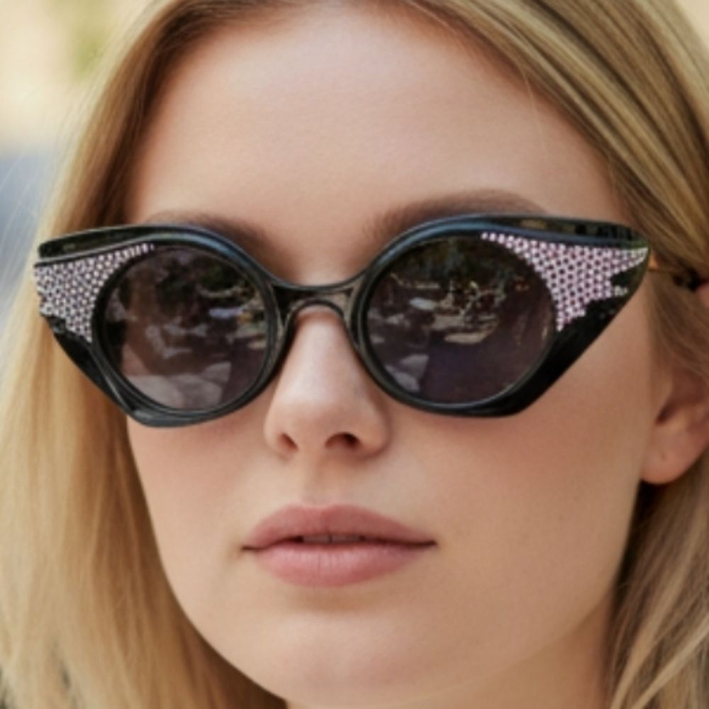 Gucci Designer Black Special Style Diamond Original Sunglasses Italy